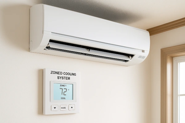 a mini split AC unit mounted on a wall and the thermostat below it from Houston Air Conditioning Repair in Houston, TX - Air Conditioning Diagnosis