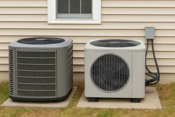 2 AC units outside the house on a concrete slabs next to each other from Houston Air Conditioning Repair in Baytown, TX - Baytown TX