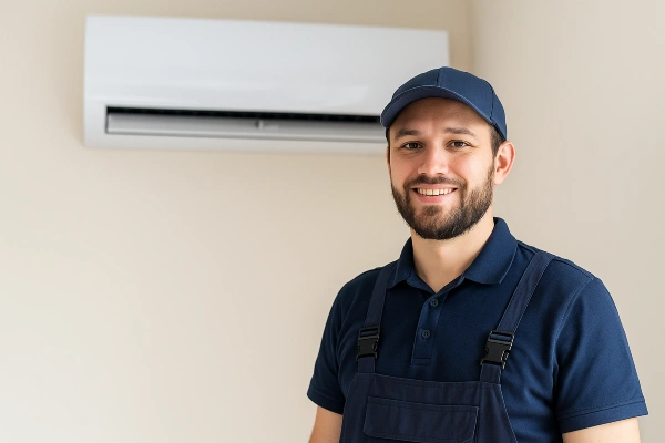 an hvac technician smiling at the camera from Houston Air Conditioning Repair in Katy, TX - Katy TX
